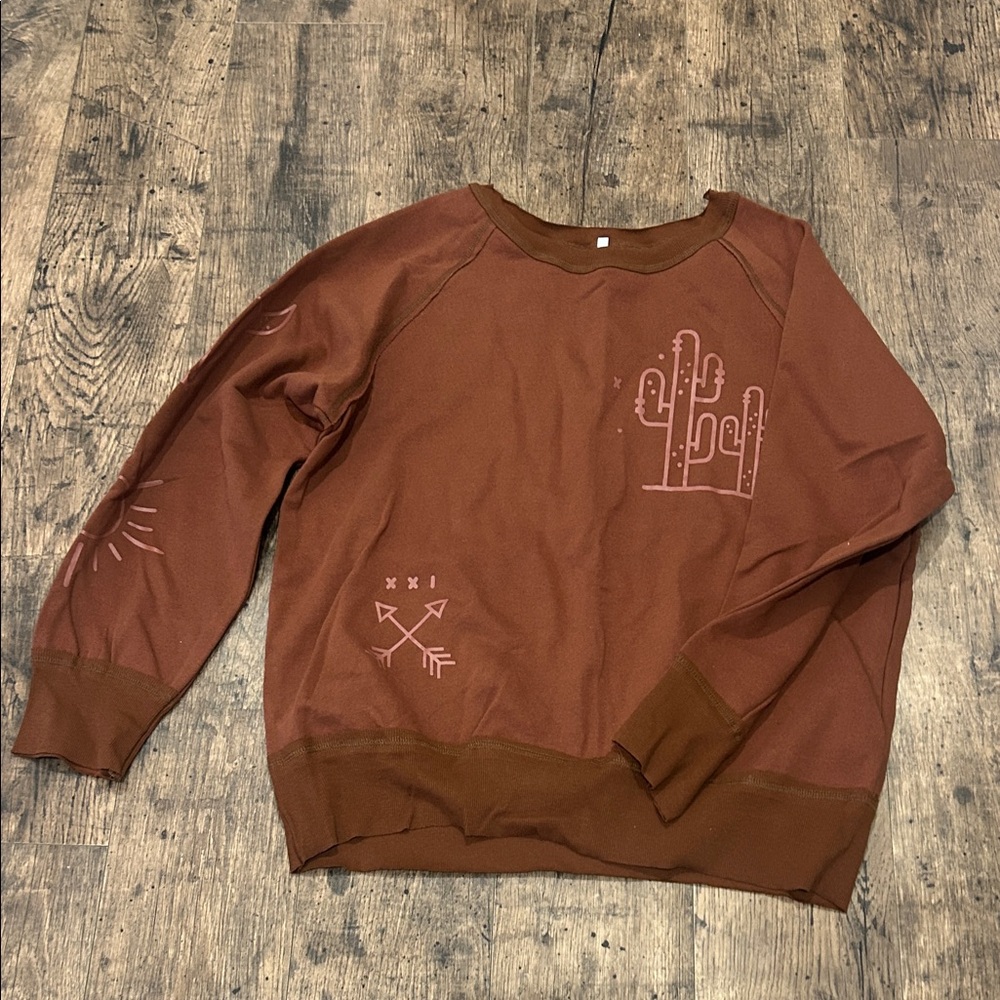 Brown Cactus Print Women's Sweater